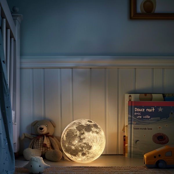Douce nuit avec une veilleuse murale lune
